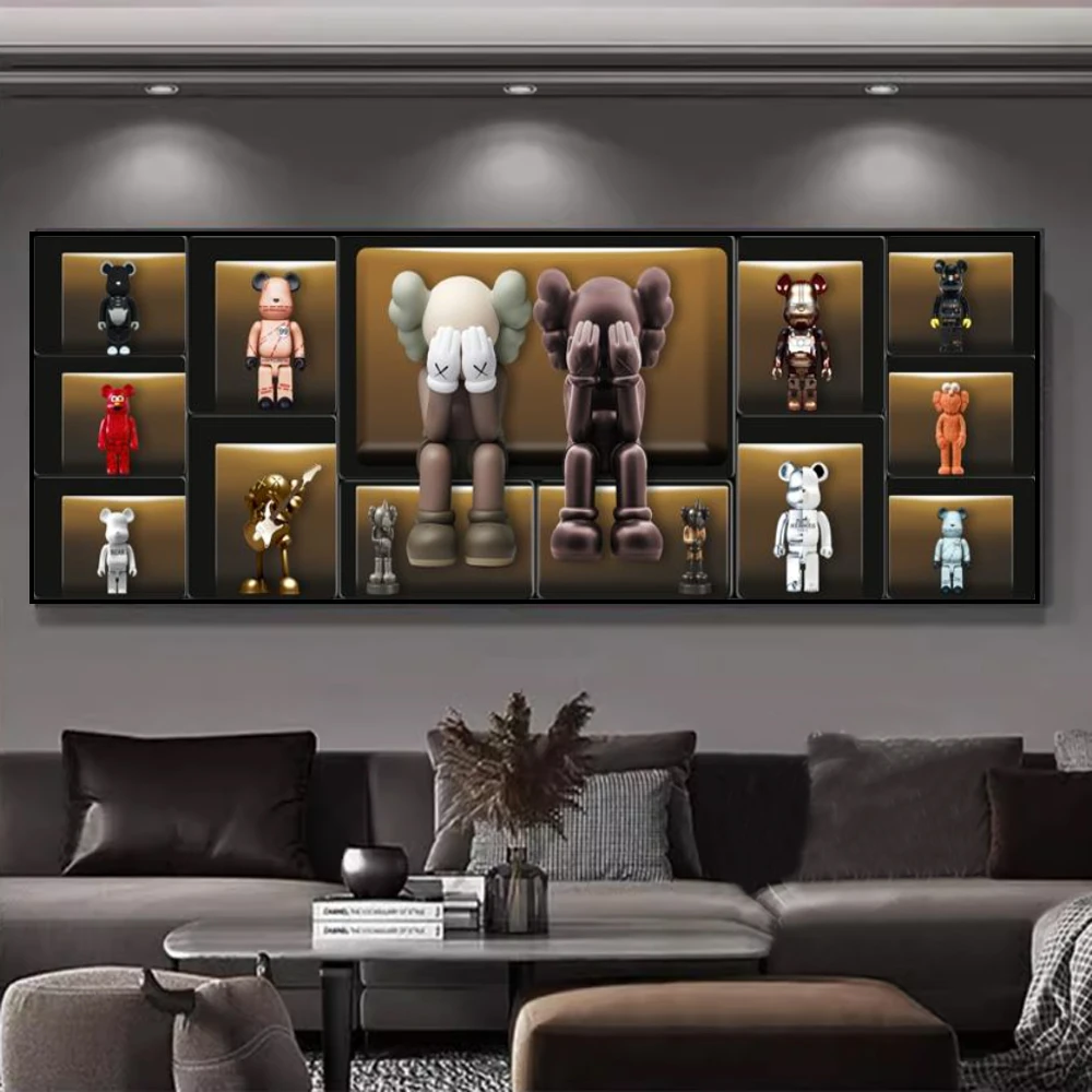 kaws暴力熊装饰画轻奢高档客厅画现代高级感沙发背景墙挂画卧室画