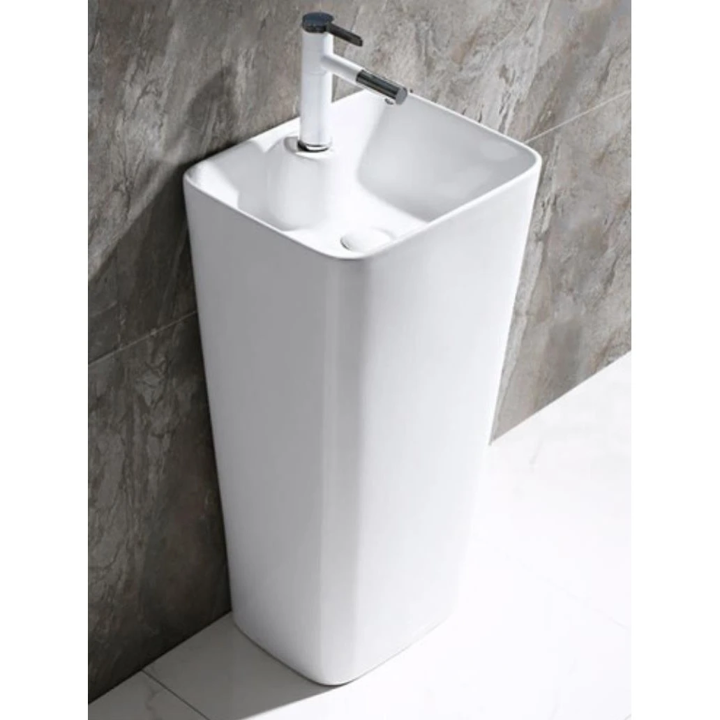 洗手盆落地式一体式白色卫生间大小户型阳台台盆家用立柱盆陶瓷款