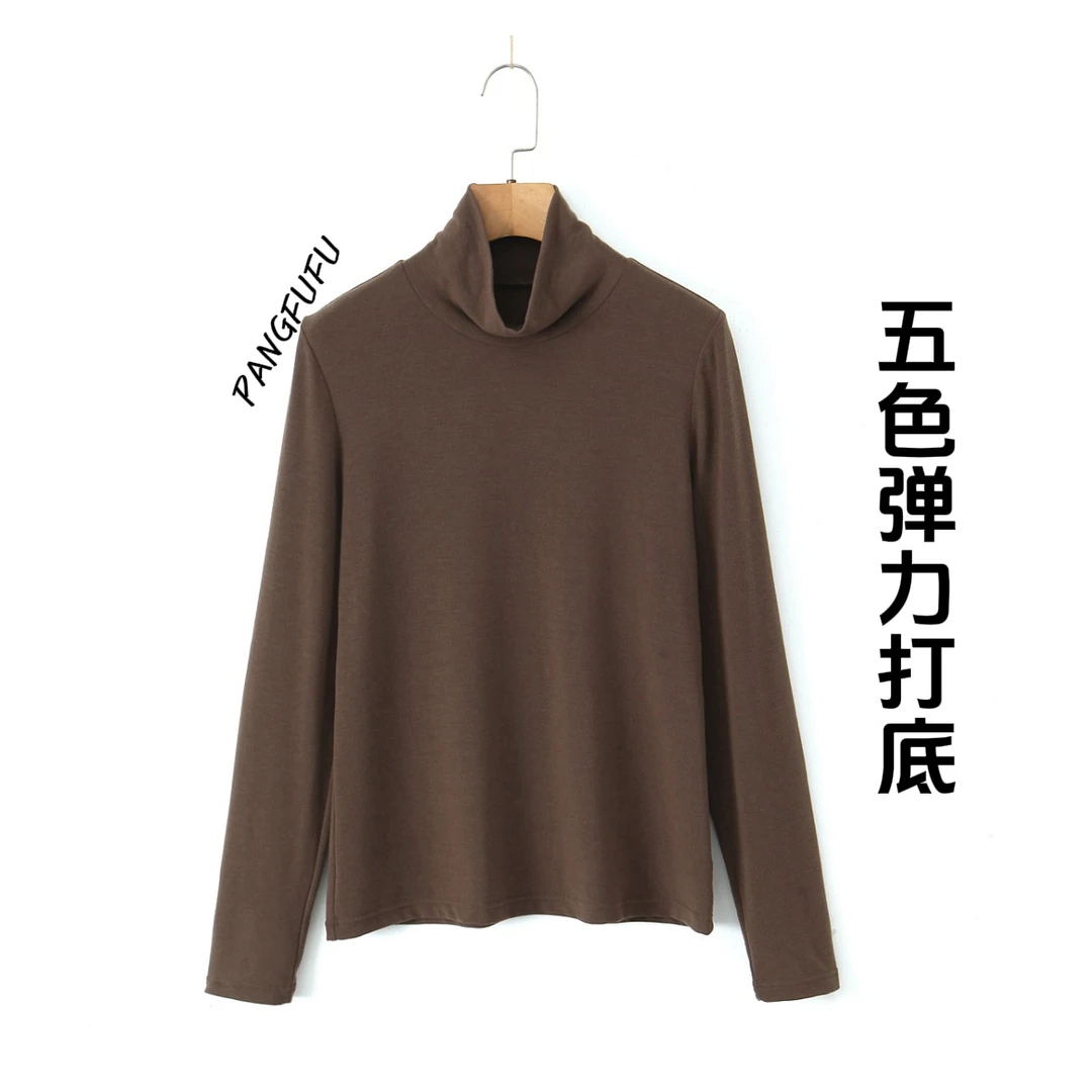【胖福福大码女装】纯色高领法式柔肤棉打底衫8808