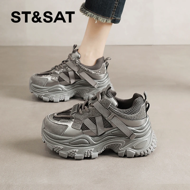 星期六厚底高级增高鞋子女款2025新款春季运动百搭网红休闲鞋女鞋