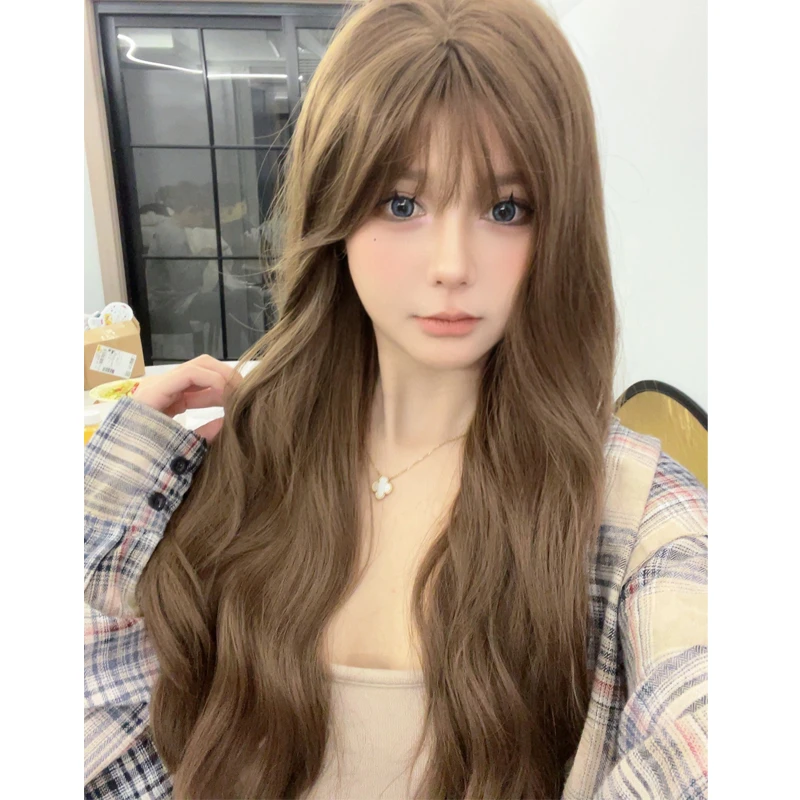 豆鲨包专属-假发女长发夏季lolita女团款长直发粉紫色清爽