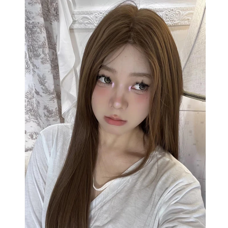 芙芙专属-2023蜜糖棕小额蕾丝假发女长直发全头套