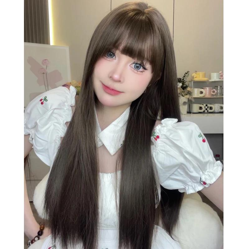 椰子专属-假发女网红日常Lolita长直发jk逼真头套冷棕色舒适蓬松