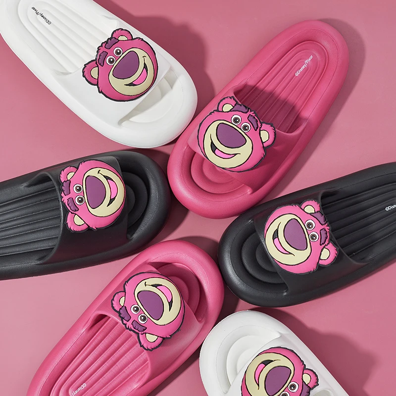 优调草莓熊卡通拖鞋2024夏季新款可爱迪士尼联名厚底踩屎感防滑