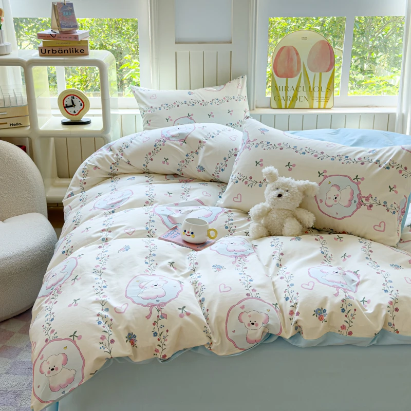 【Semir森马】「狗狗花园」全棉纯棉小清新款斜纹宿舍被罩床单四件套