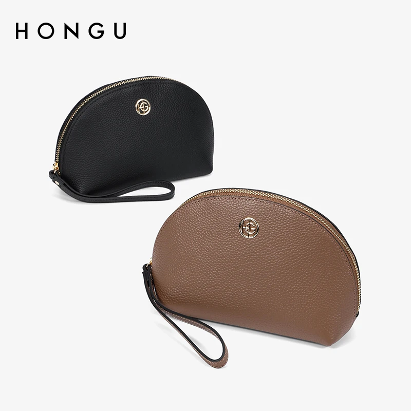 HONGU/红谷【深圳专享】牛皮金标贝壳女士欧若风时尚零钱包小手包