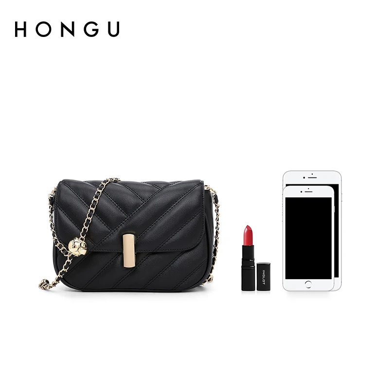 HONGU/红谷斜挎包小包牛皮欧若风包包通勤包链条包小香风女士女式