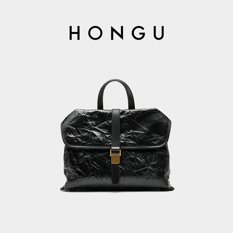 HONGU/红谷【仅4件】头层牛皮山行邮差包公文包轻奢大容量单肩包