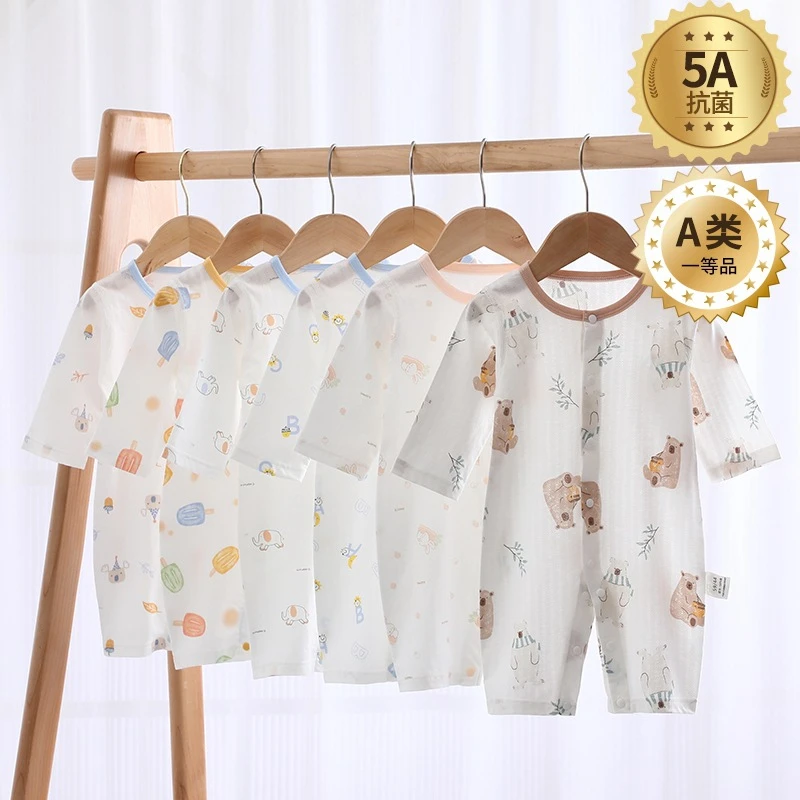 婴儿连体衣a类纯棉夏季薄新生儿宝宝衣服哈衣爬服空调服薄款透气