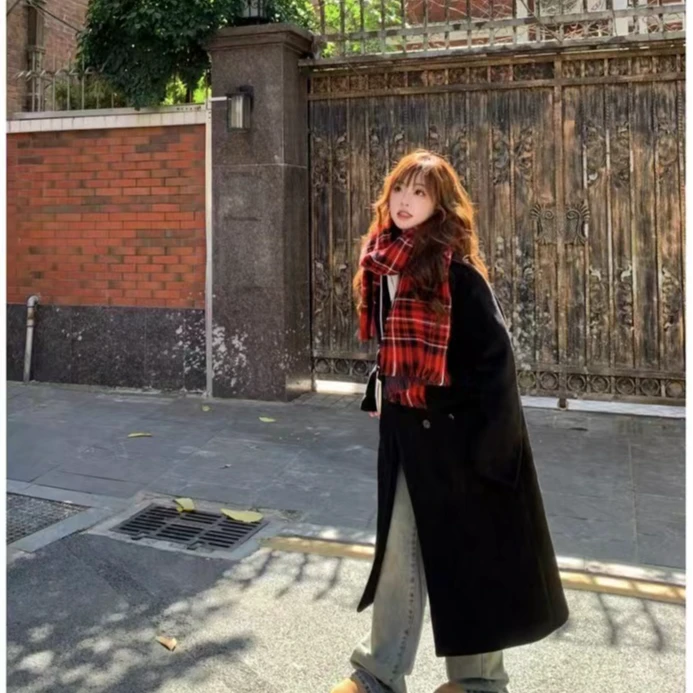 【首尔初雪】2024秋冬新款韩版大衣直筒加棉加厚【2.0】羊毛呢大衣3