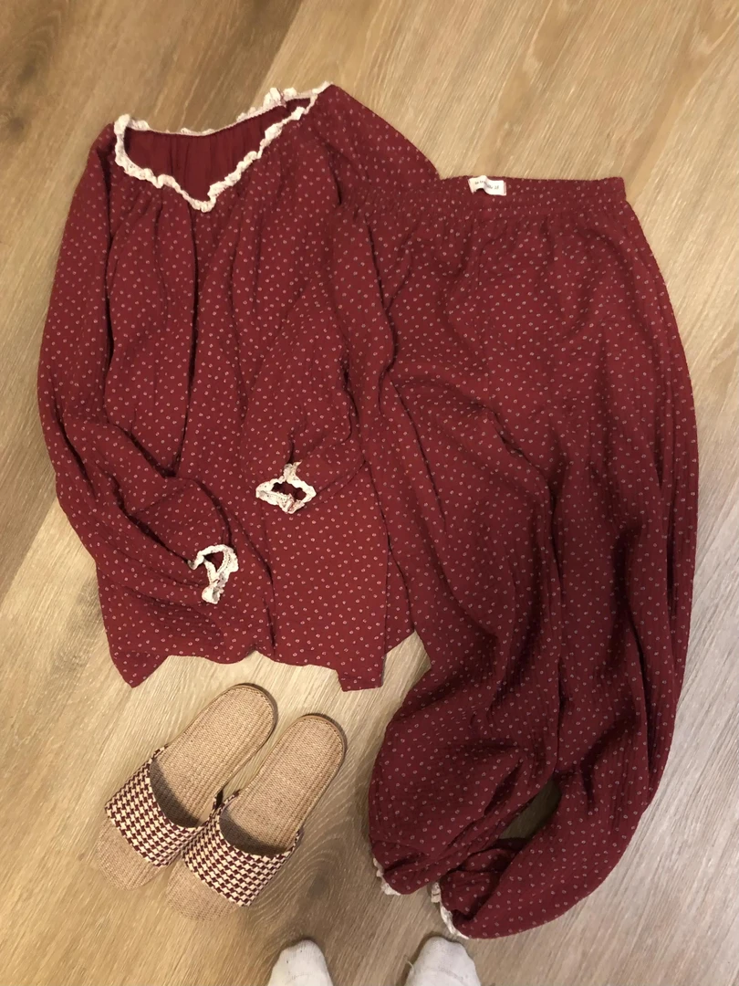 甜美碎花长袖睡衣女春秋款2025新款公主风家居服长裤大码套装外穿