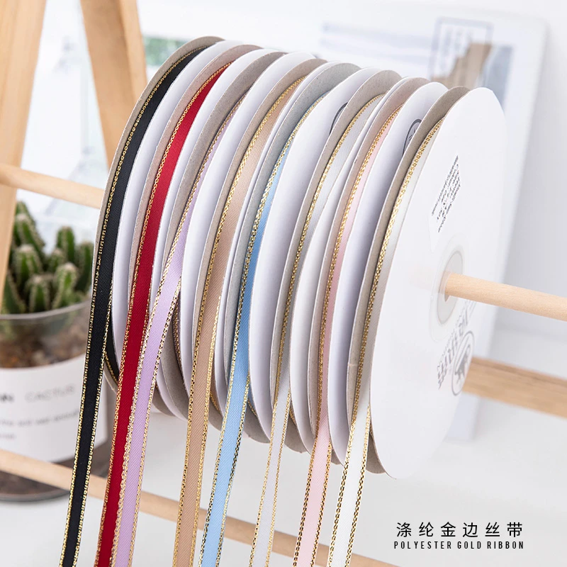 礼悦金边红色丝带花束蝴蝶结捆绑缎带绸带礼物包装彩带包花丝带