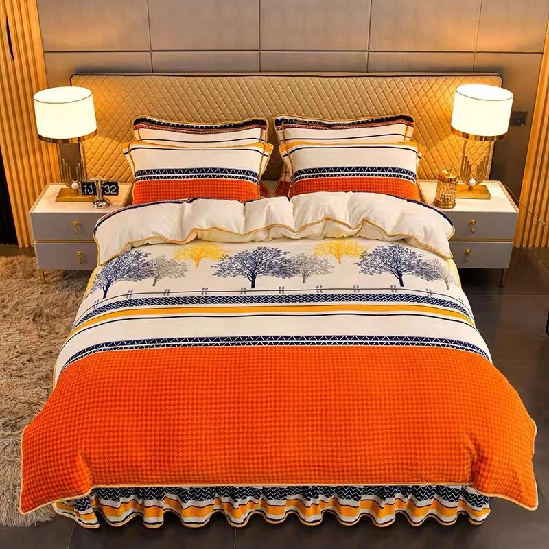 （主播推荐）千鸟树语被套加绒牛奶绒单人学生宿舍双人被罩床上用品