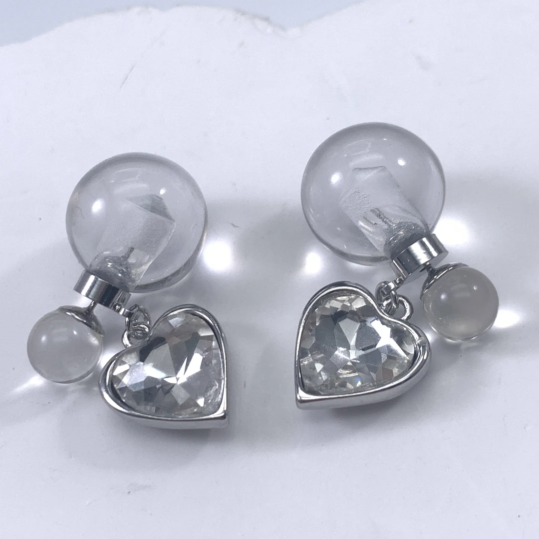 铜合金琉璃耳饰 03442大绮原创透明葫芦仿水晶爱心气质百搭耳环