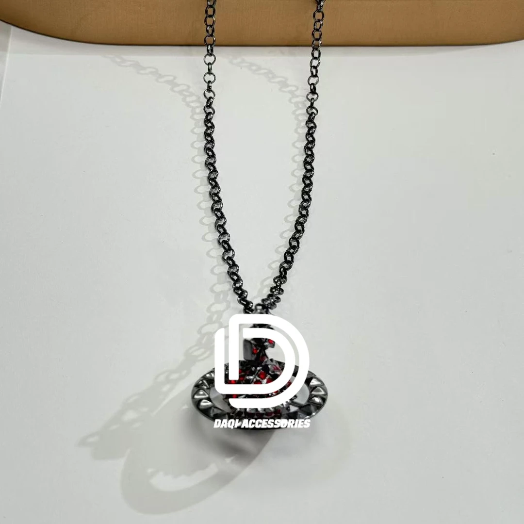 铜合金项链 04552大淇原创暗黑风环环相扣十字星球小飞碟个性项链