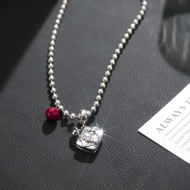 钛钢仿珍珠项链 04665大淇原创蛇年复古做旧星球小珠珠个性项链