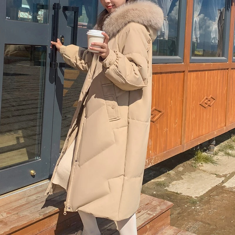 棉服女中长款2022年冬季新款韩版宽松大码加厚长款过膝棉衣外套潮