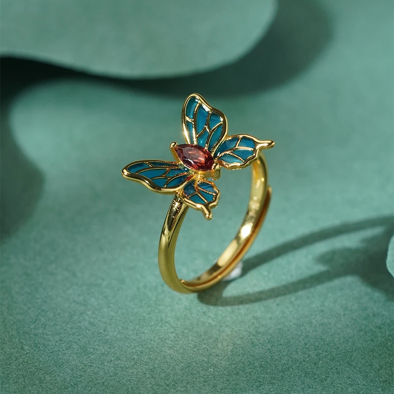 子羽 925银戒指 透窗戒指复古国风银戒