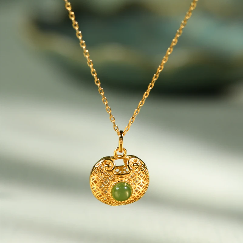 子羽 坠链均925银 吊坠锁包项坠镂空镶嵌夏季锁骨链气质国潮挂坠