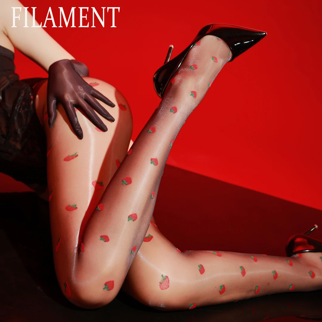 FILAMENT樱花极光印花丝袜薄款长筒袜连裤袜油亮超薄性感细腻黑丝