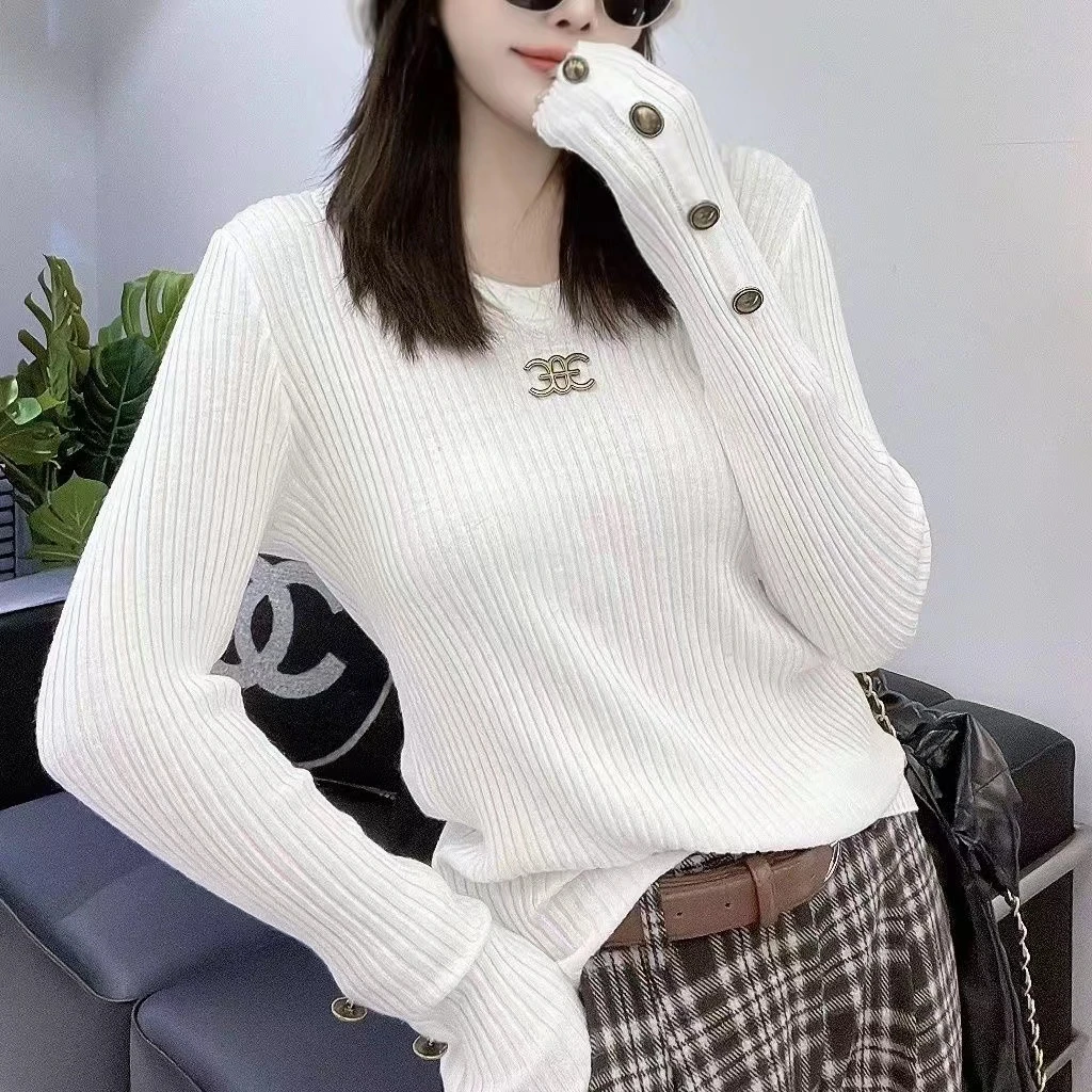 显瘦百搭坑条宽松针织衫打底衫秋冬新款