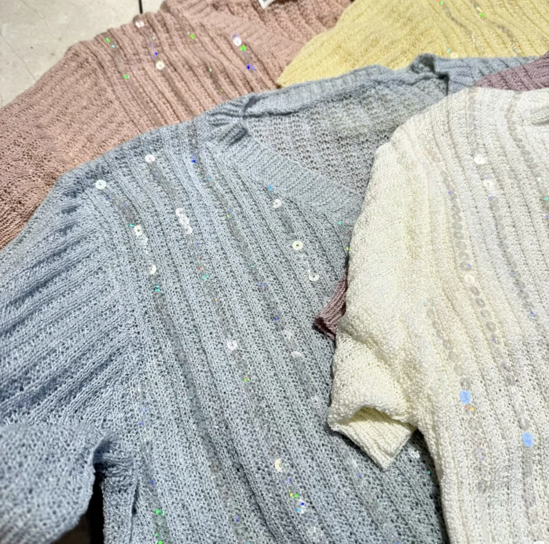 芋妮 亮片重工显瘦宽松针织衫上衣