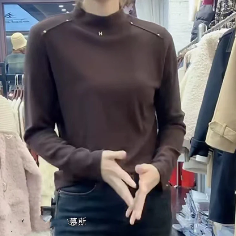 简约半高领长袖内搭t恤女新上衣T恤打底衫