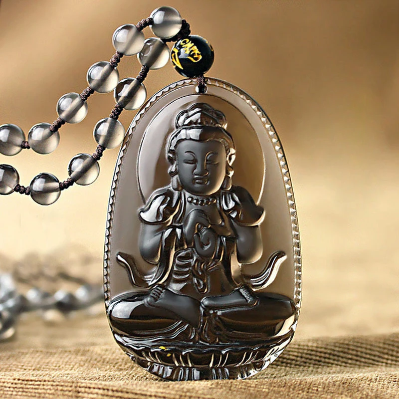 天然冰种黑曜石守护神吊坠十二生肖黑曜石生肖佛