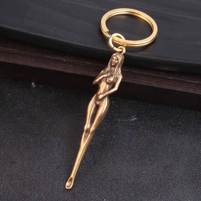 女神挖耳勺钥匙扣新款单个采耳竹节耳勺掏耳朵神器钥匙扣
