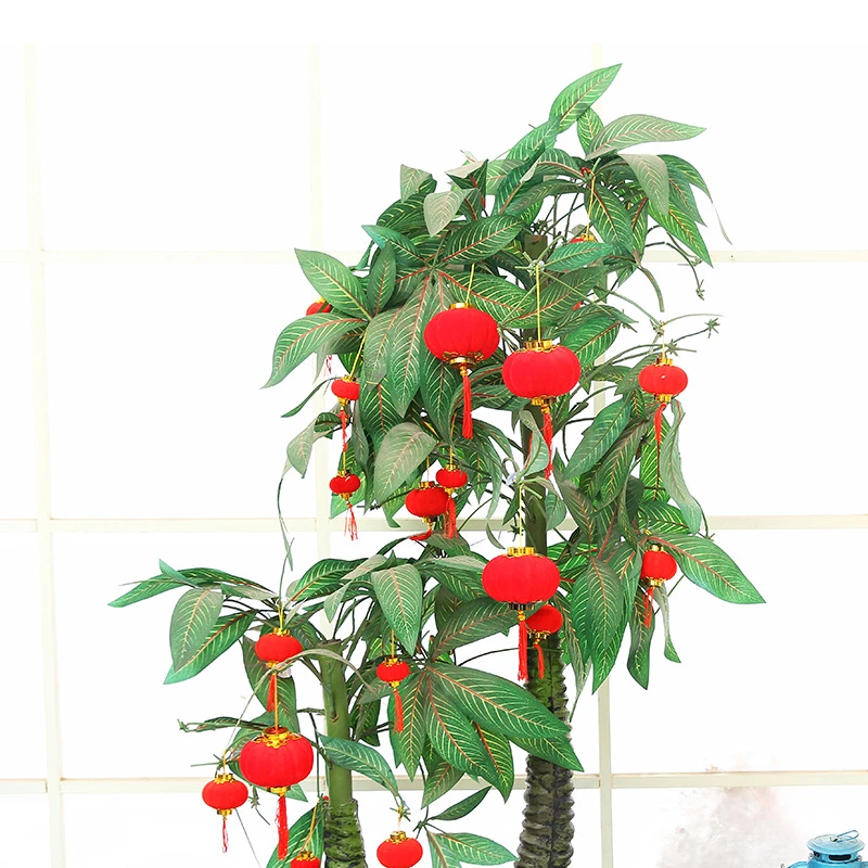 植绒小灯笼新年节庆装饰挂件元旦春节灯笼盆景大红宫灯串