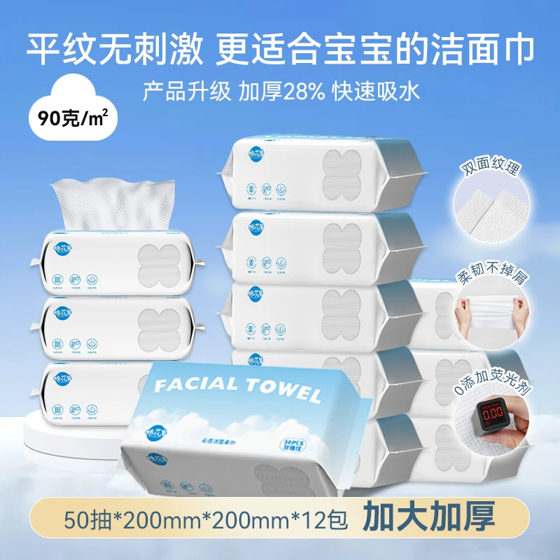 棉花羊【12包】洗脸棉柔巾20*20cm珍珠纹云感无荧光加厚洁面巾