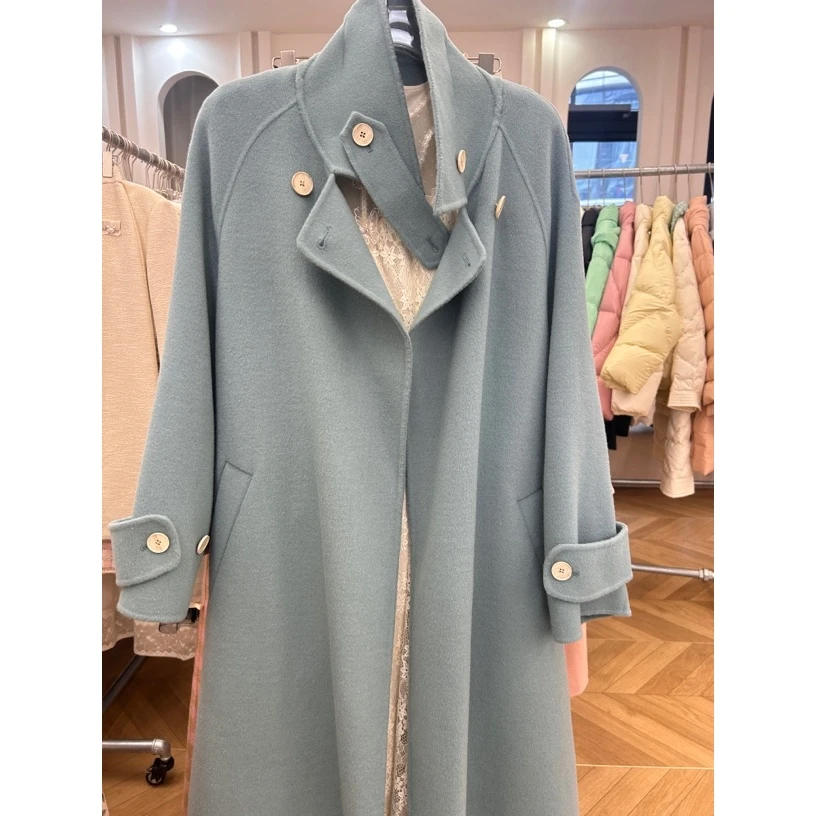 【尚雅】冬季新款显瘦减龄气质宽松大衣 24DD8535冰晶蓝