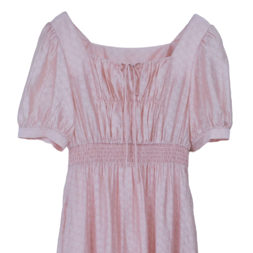 【万万】气质收腰法式方领连衣裙长裙XL7023