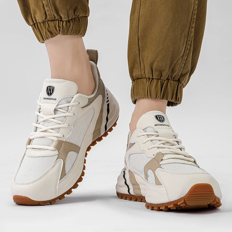 正品法国火枪手男士网面透气老爹鞋真皮内增高休闲情侣跑步鞋