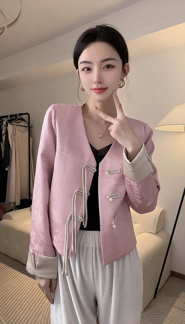 【小乔定制】新中式国风撞色气质时尚上衣女外套