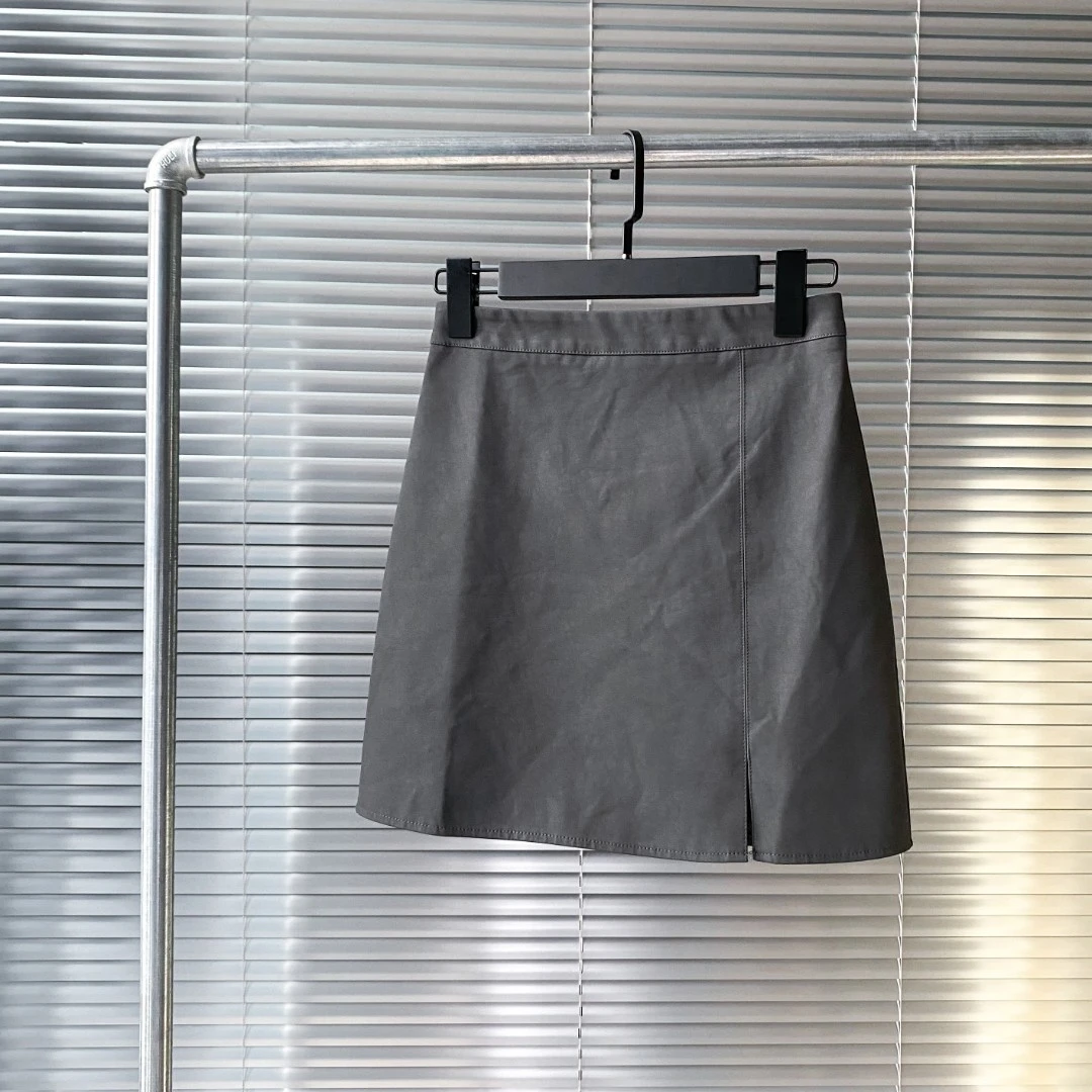 [小乔定制] 秋冬季A字裙开叉显瘦半身皮裙