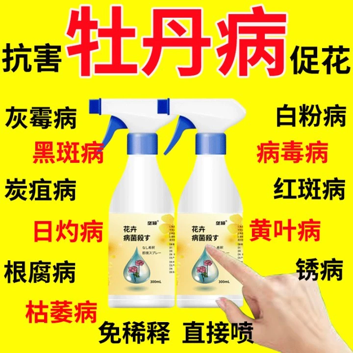 牡丹花专用肥白粉病黑斑病炭疽病灰霉病黄叶病抗病害促开花营养液