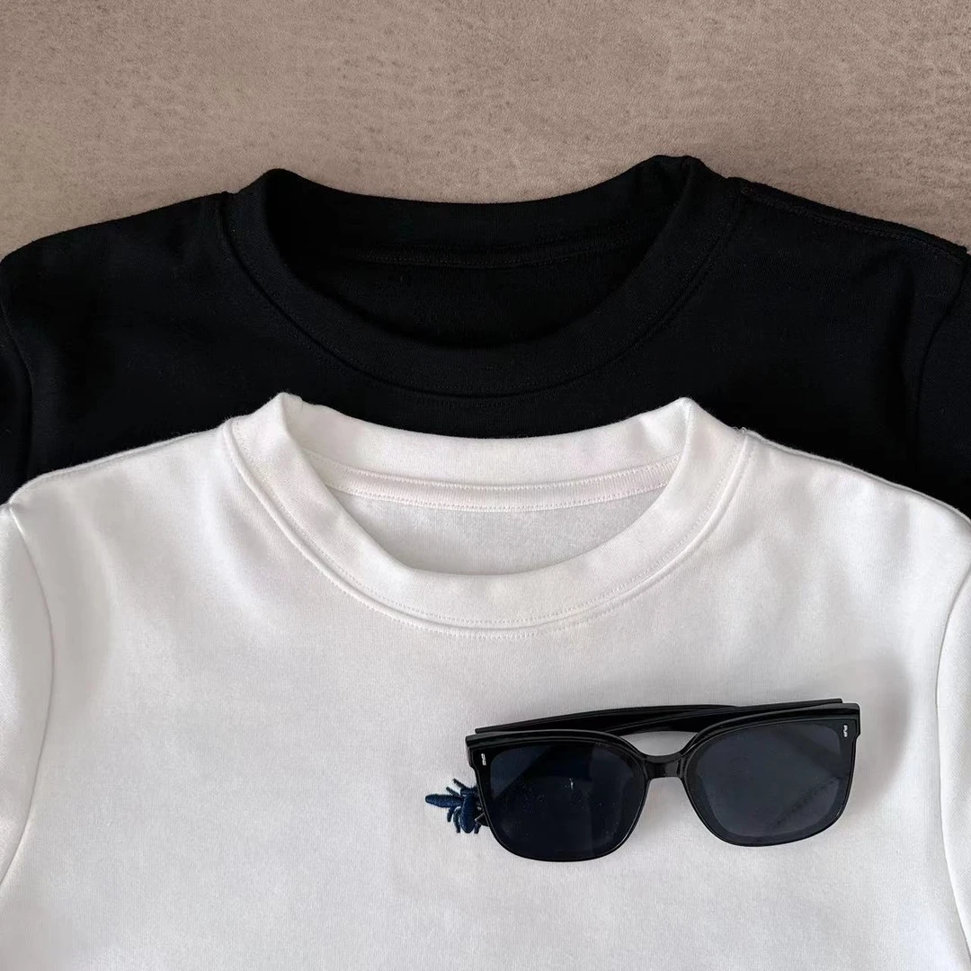 【白T】2024新款时尚圆领短袖T恤简约百搭女夏季宽松显瘦设计