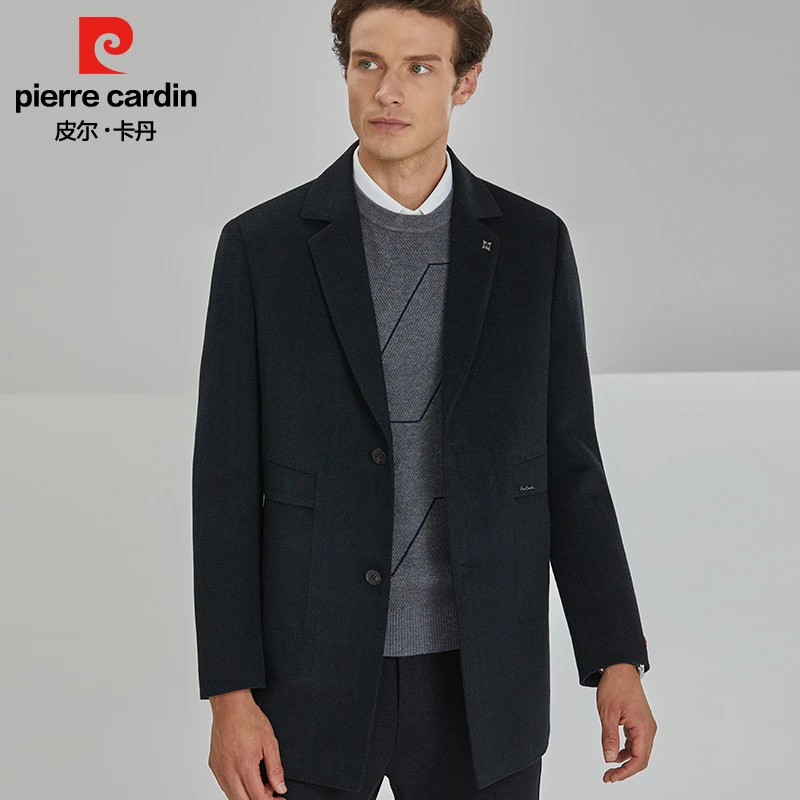 皮尔卡丹【羊毛双面呢】时尚毛呢大衣秋冬男商务休闲休闲西装外套男