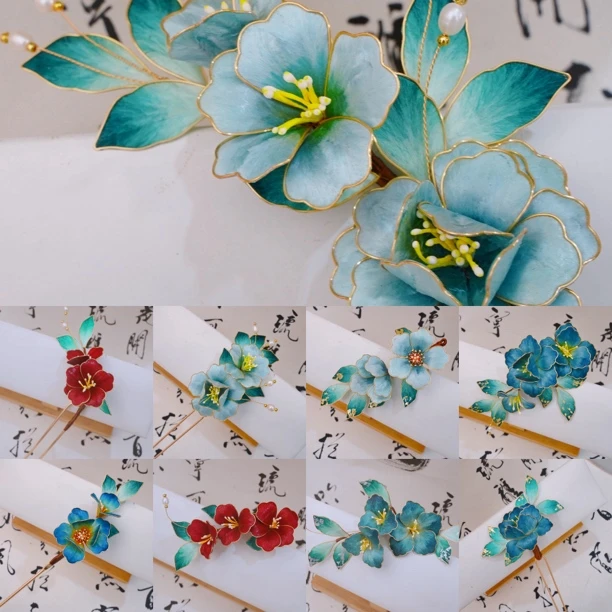 锦簪阁咕咕非遗手工掐丝绒花古风发饰头饰非遗传承