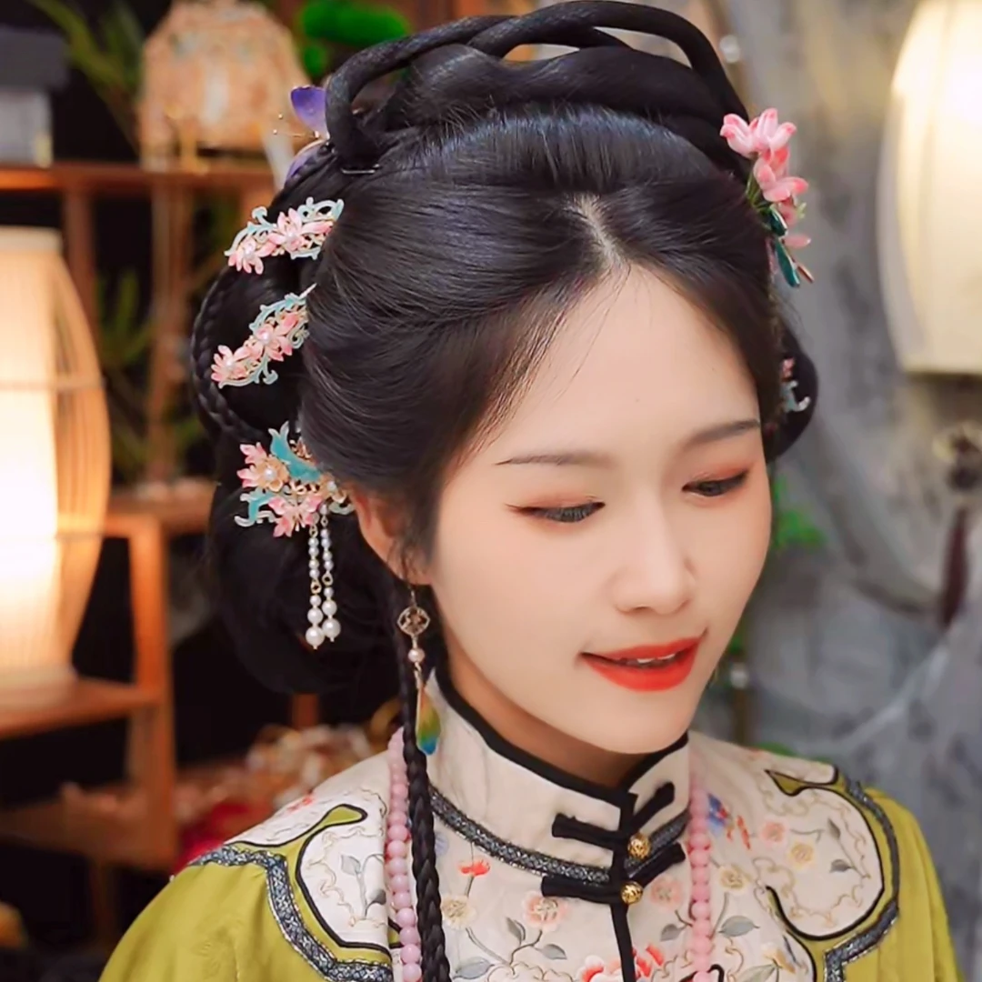 锦簪阁（宛若）原创烧蓝烧粉流苏发梳纯铜高保色头饰饰品古风发簪