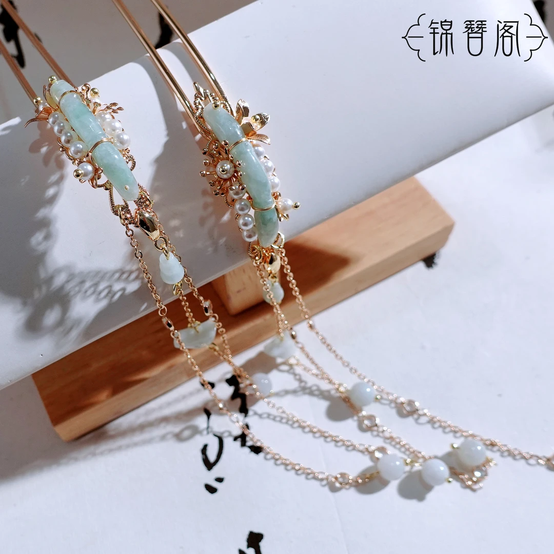 锦簪阁锦浅原创藕节发钗纯铜高保色百搭对钗汉服配饰发簪发钗