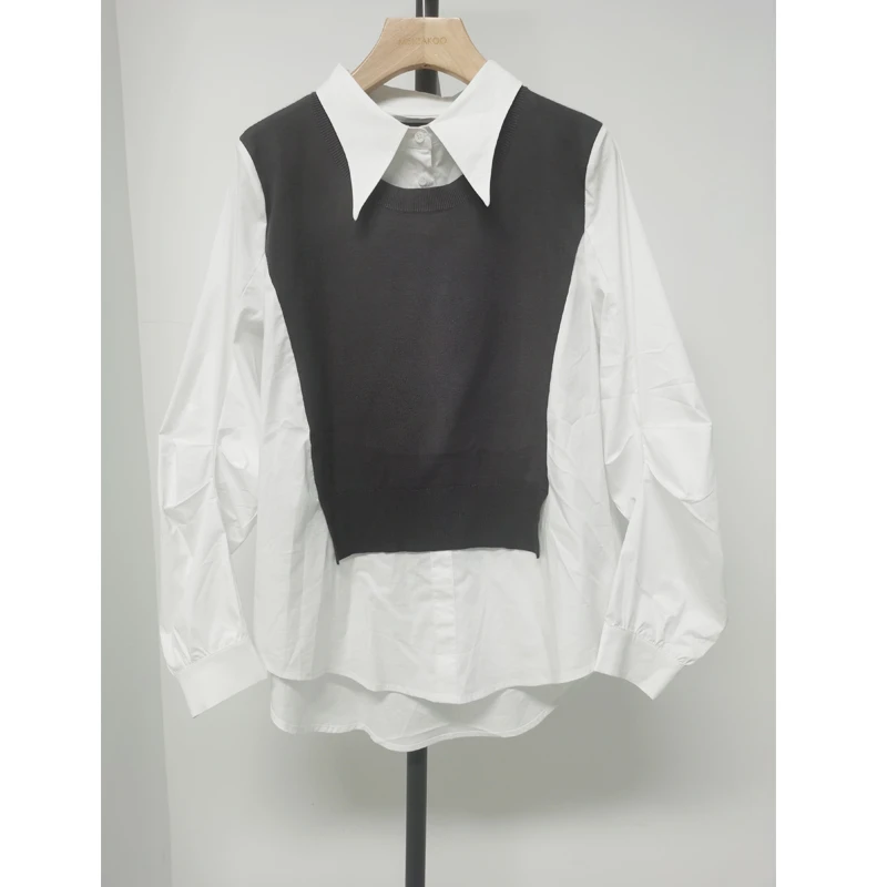 女装衬衫时尚百搭长袖休闲拼接百搭款B71