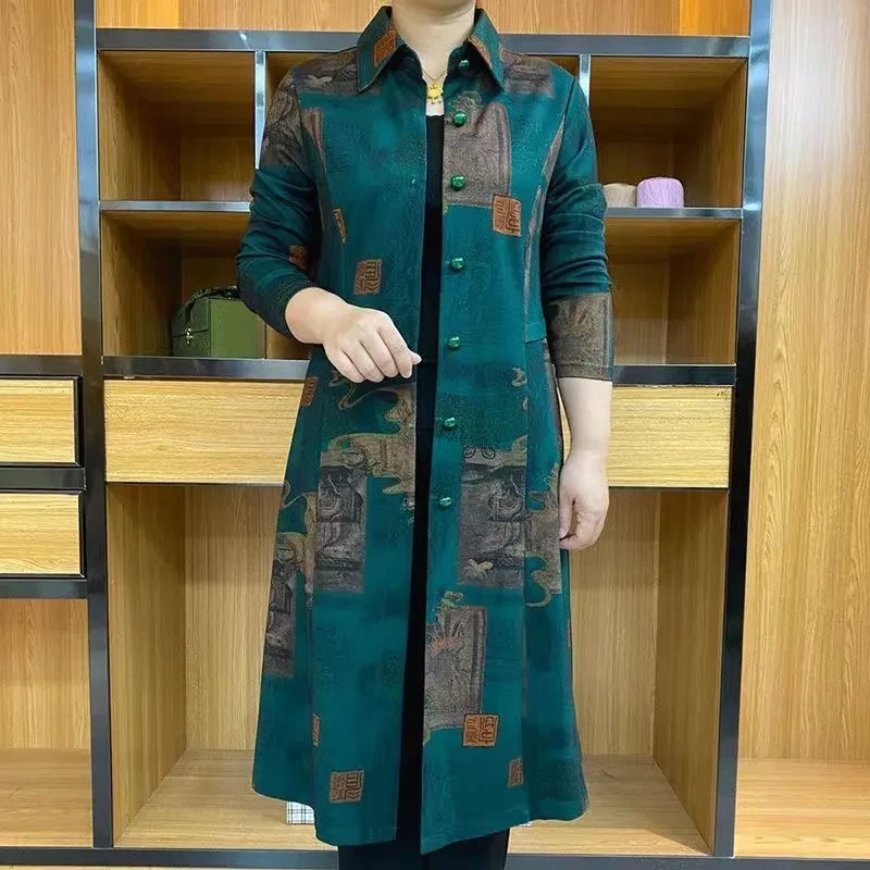 2024新款中老年妈妈装大码中长款风衣高档外套女秋季修身显瘦大衣