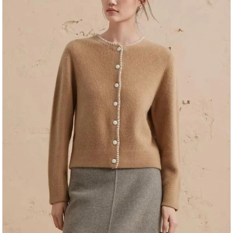 2024秋冬新【多斯订单】 圆领绒针织开衫新品单畦拉绒宽松外套