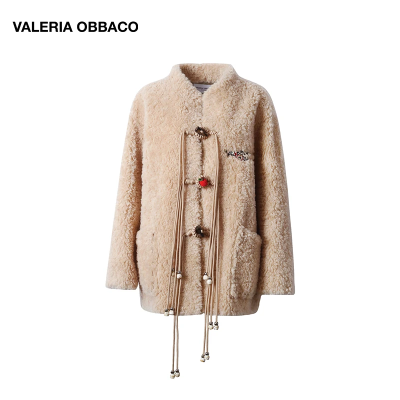 VALERIAOBBACO/瓦莱丽娅 奥贝科纯羊毛盘扣外套潮牌女装简约上衣