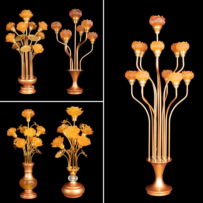 信义达琉璃莲花灯常明灯五品七品高档灯新中式桌面灯摆件家用客厅