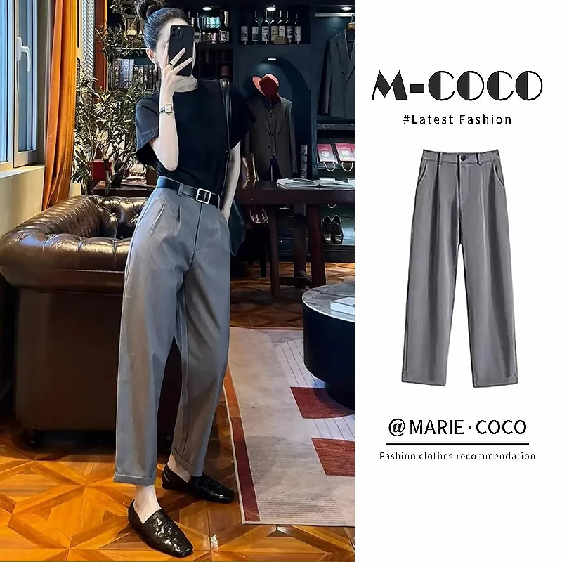 高档九分西装裤女款爆款烟管裤2025春秋新款宽松显瘦直筒哈伦裤子