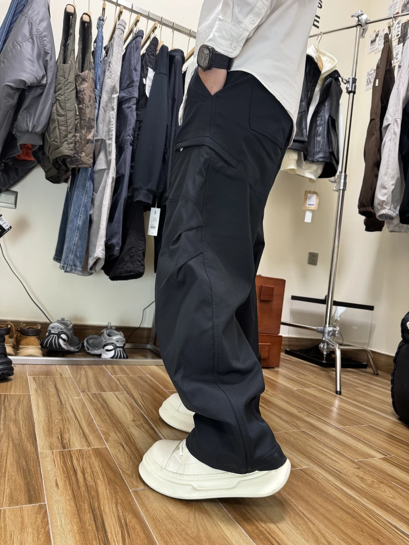 F175美式潮流黑色男士工装款式休闲裤时尚阔腿宽松百搭休闲裤弹力