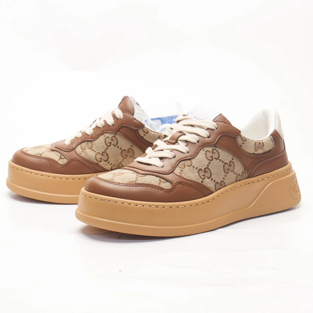 95新 GUCCI/古驰 /36/36.5/咖色饼干鞋/96/98新
